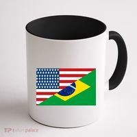 Brazil USA American Flag Coffee Mug thumb 1