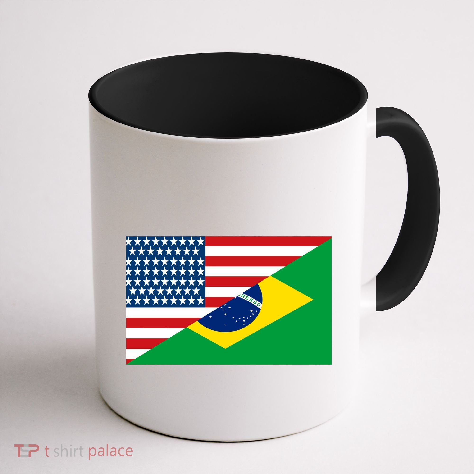 Brazil USA American Flag Coffee Mug