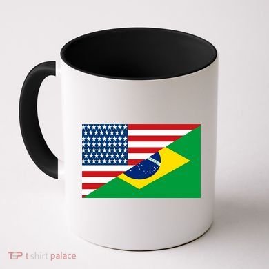 Brazil USA American Flag Coffee Mug
