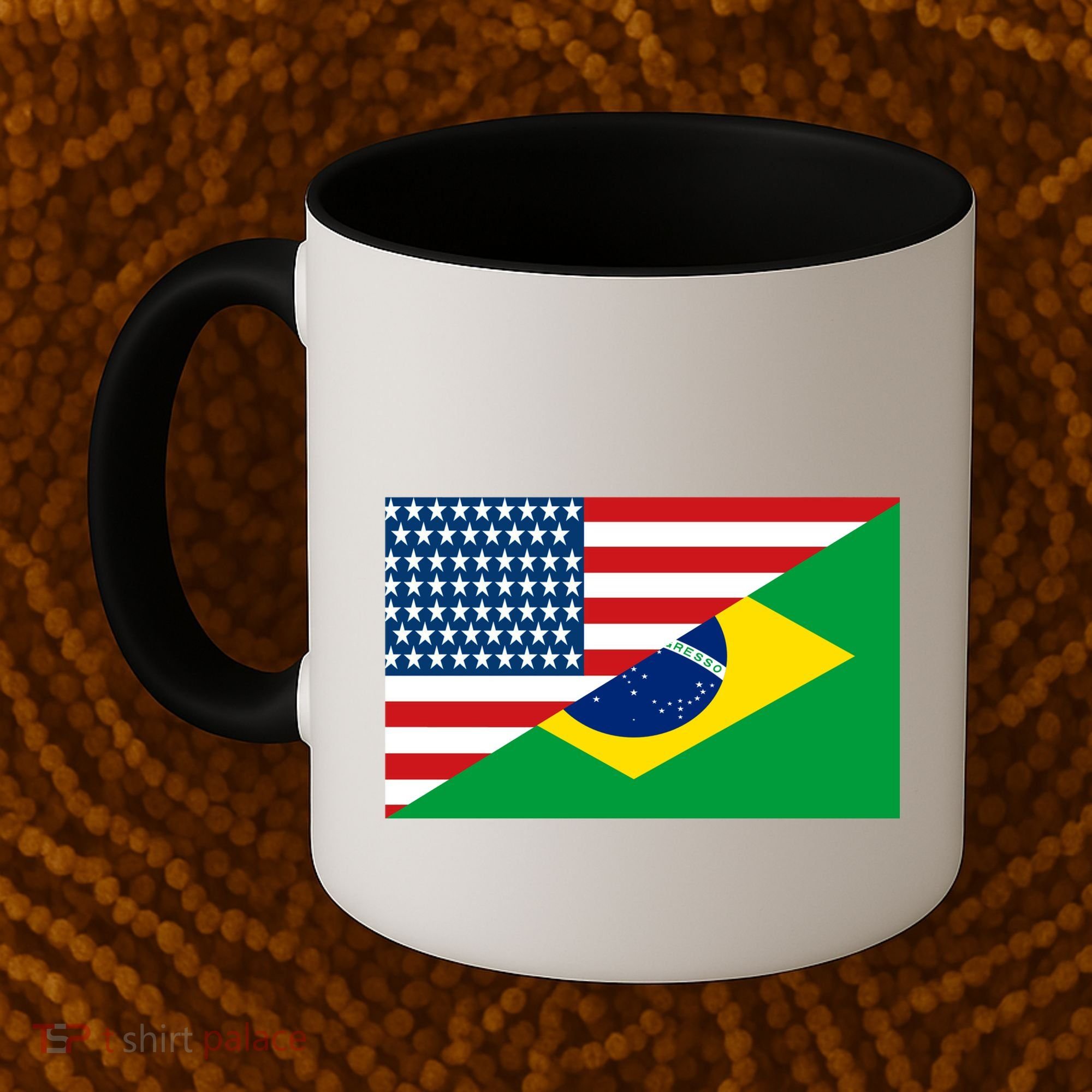 Brazil USA American Flag Coffee Mug