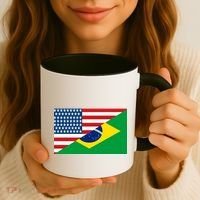 Brazil USA American Flag Coffee Mug thumb 3