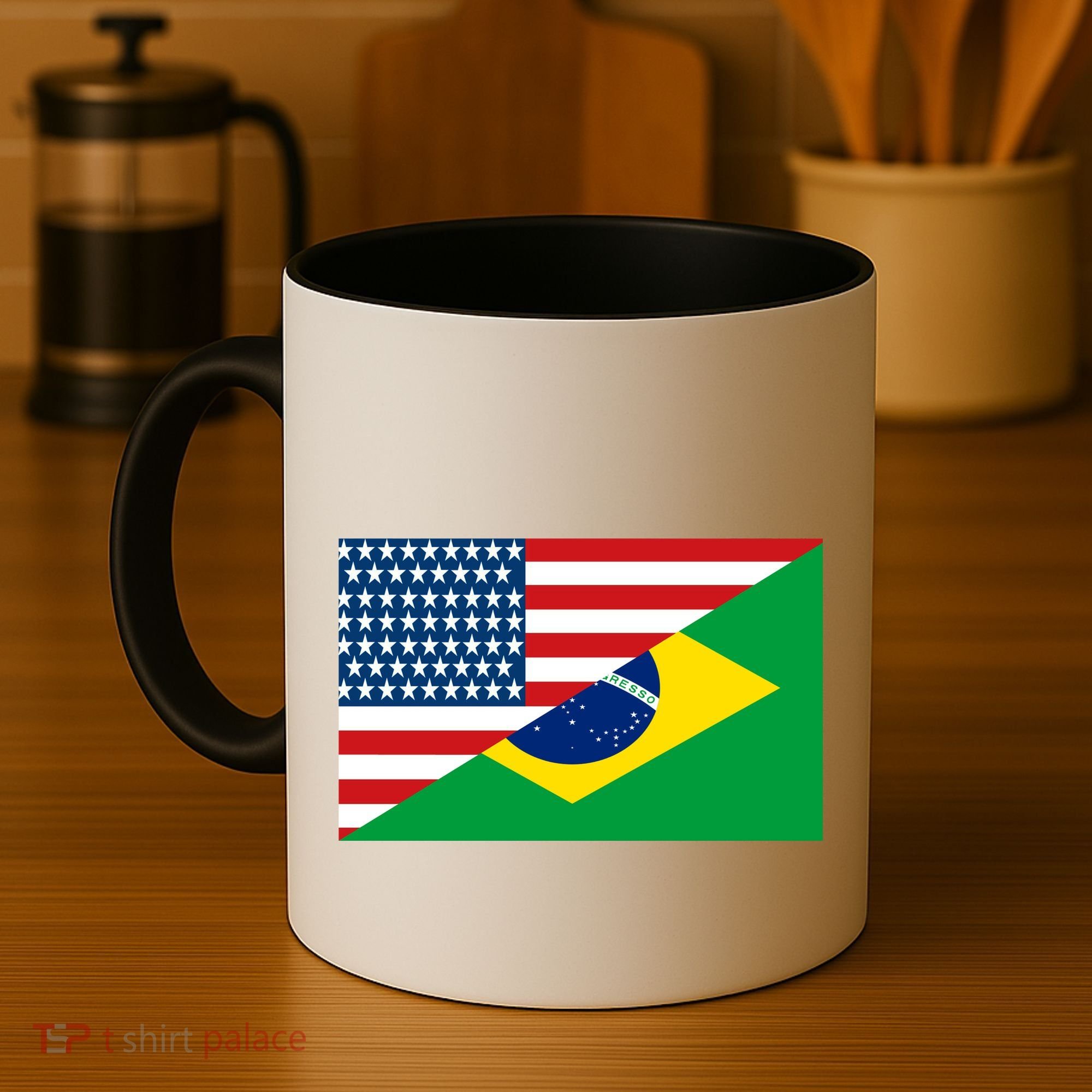 Brazil USA American Flag Coffee Mug