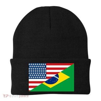 Brazil USA American Flag Beanie