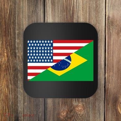 Brazil USA American Flag Coaster