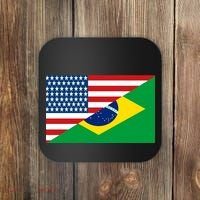 Brazil USA American Flag Coaster thumb 0