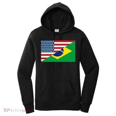 Brazil USA American Flag Women's Hoodie
