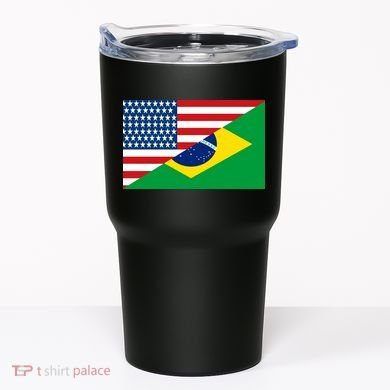 Brazil USA American Flag Tumbler