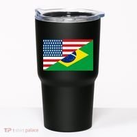 Brazil USA American Flag Tumbler thumb 0