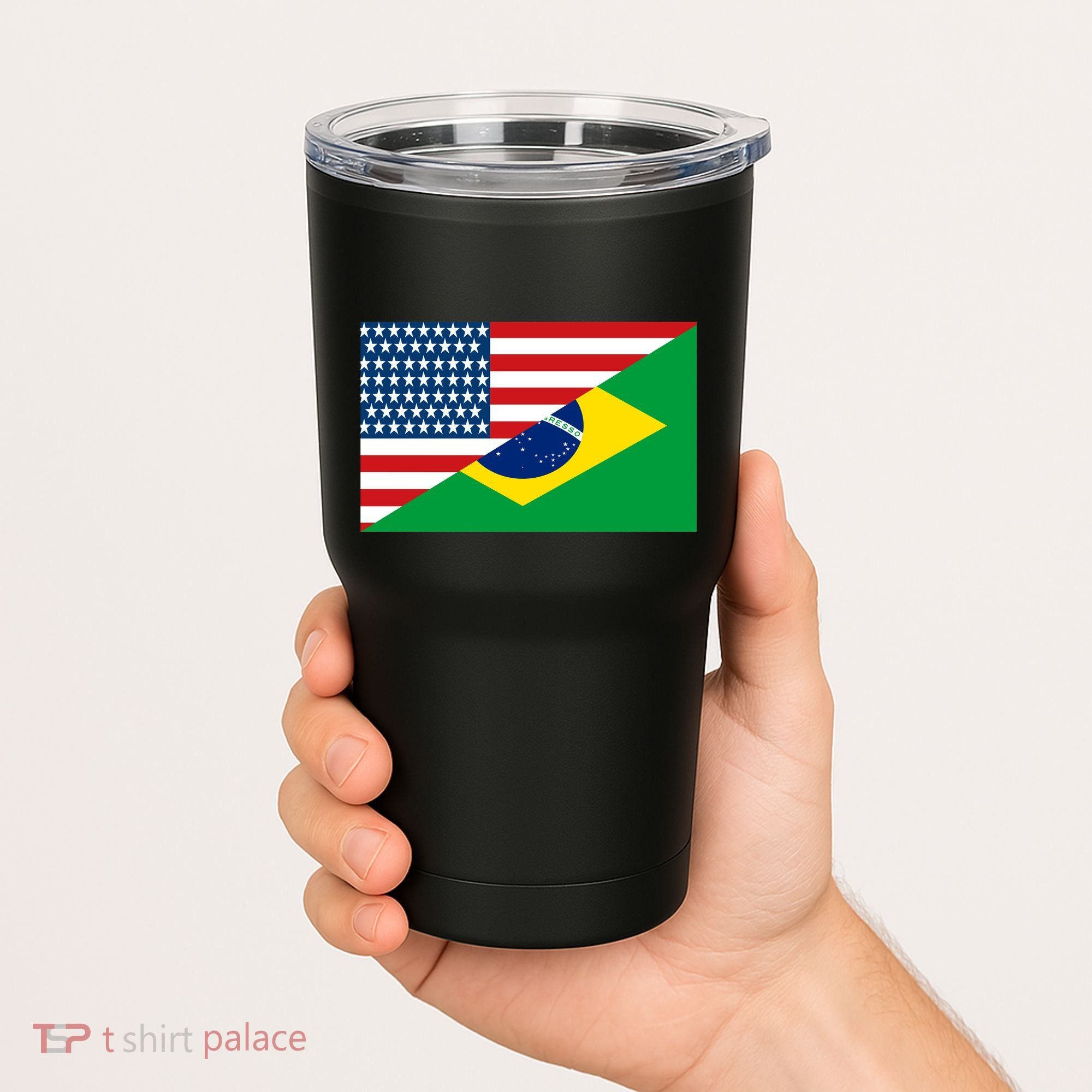 Brazil USA American Flag Tumbler