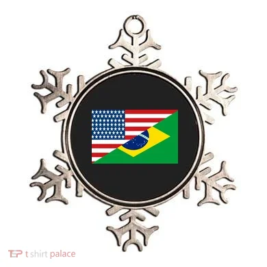 Brazil USA American Flag Ornament