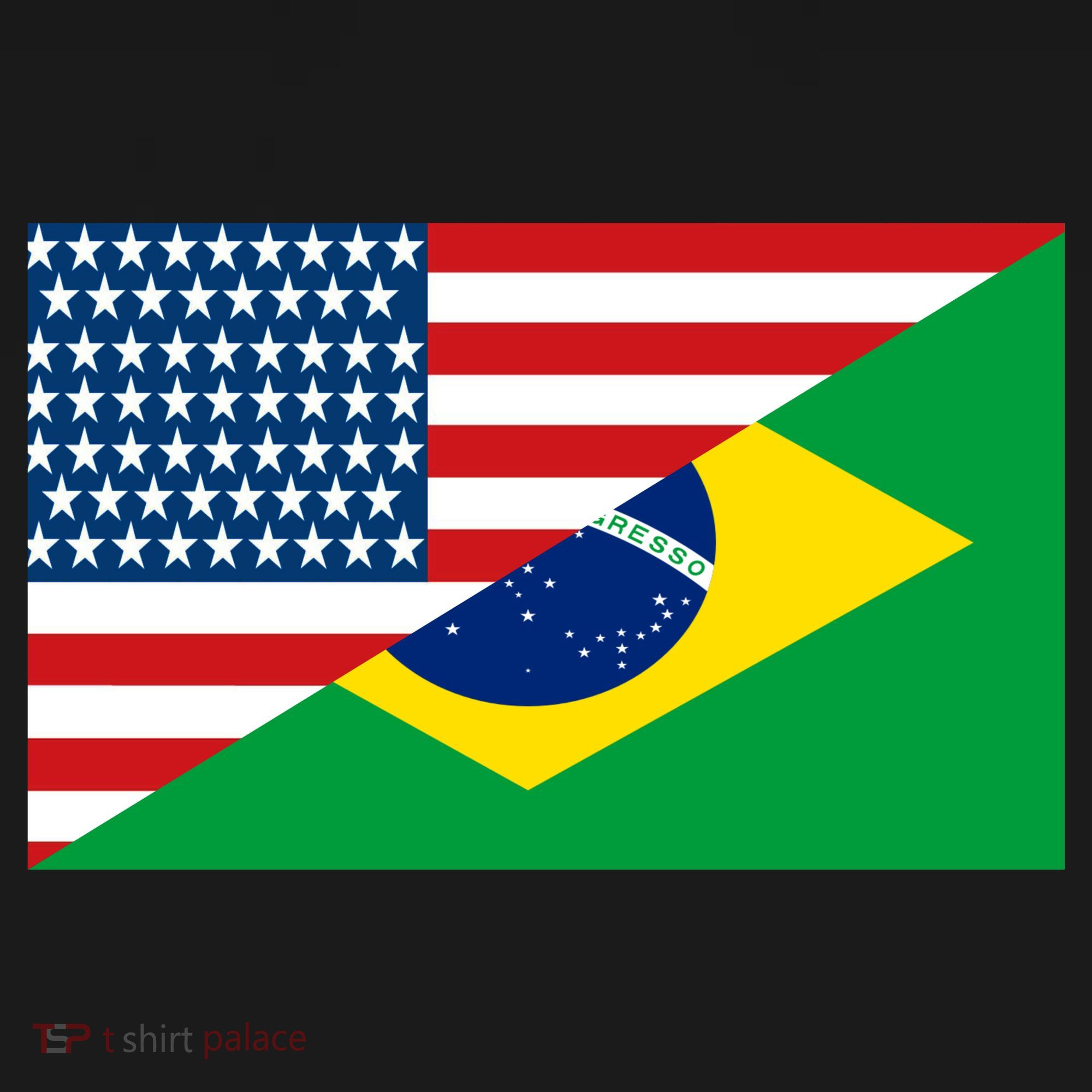 Brazil USA American Flag Ornament