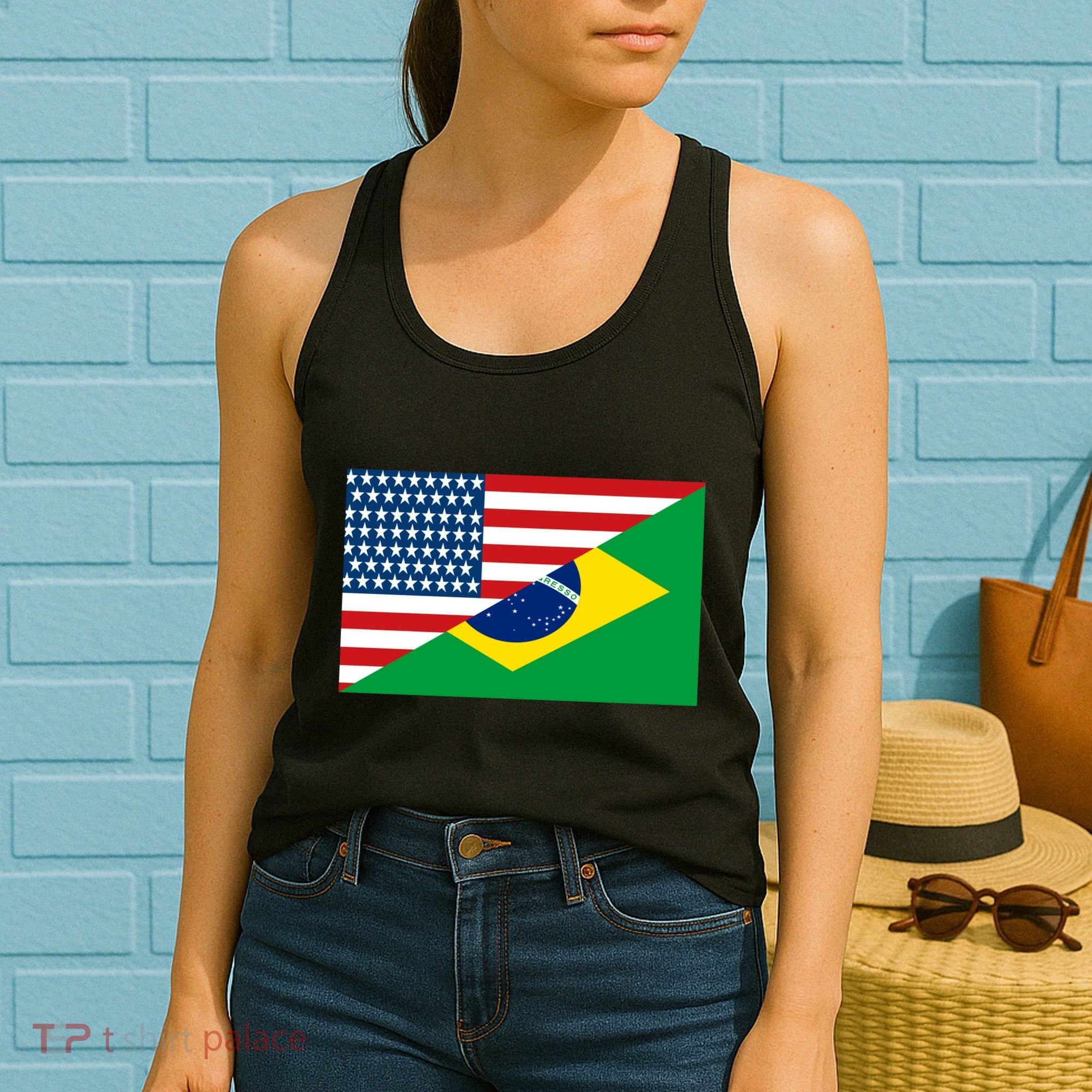 Brazil USA American Flag Women's Tank Top