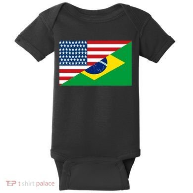 Brazil USA American Flag Baby Bodysuit