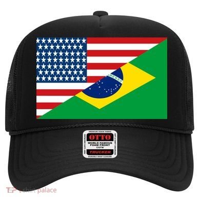 Brazil USA American Flag Hat