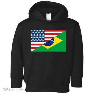 Brazil USA American Flag Toddler Hoodie