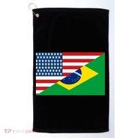 Brazil USA American Flag Golf Towel thumb 0