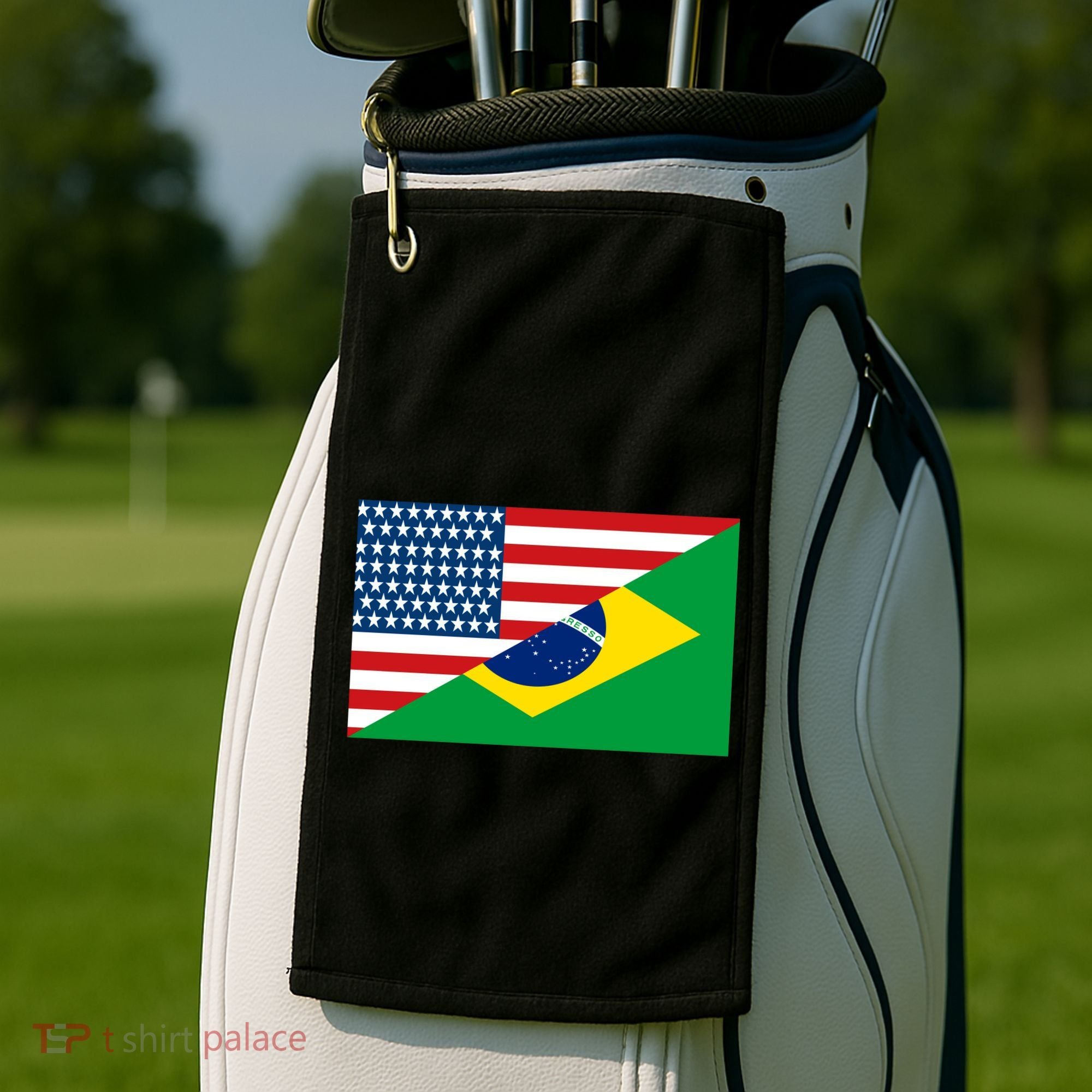 Brazil USA American Flag Golf Towel