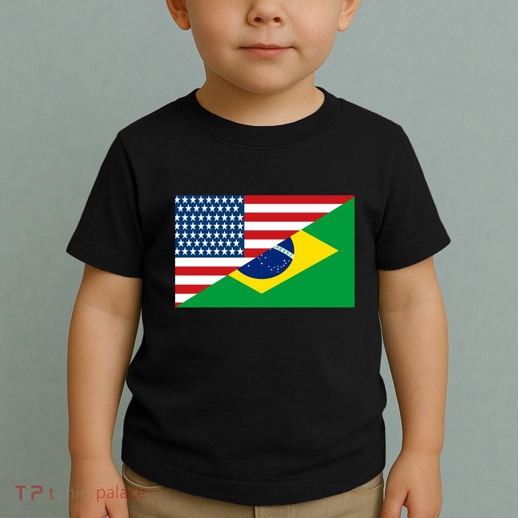 Brazil USA American Flag Toddler T-Shirt