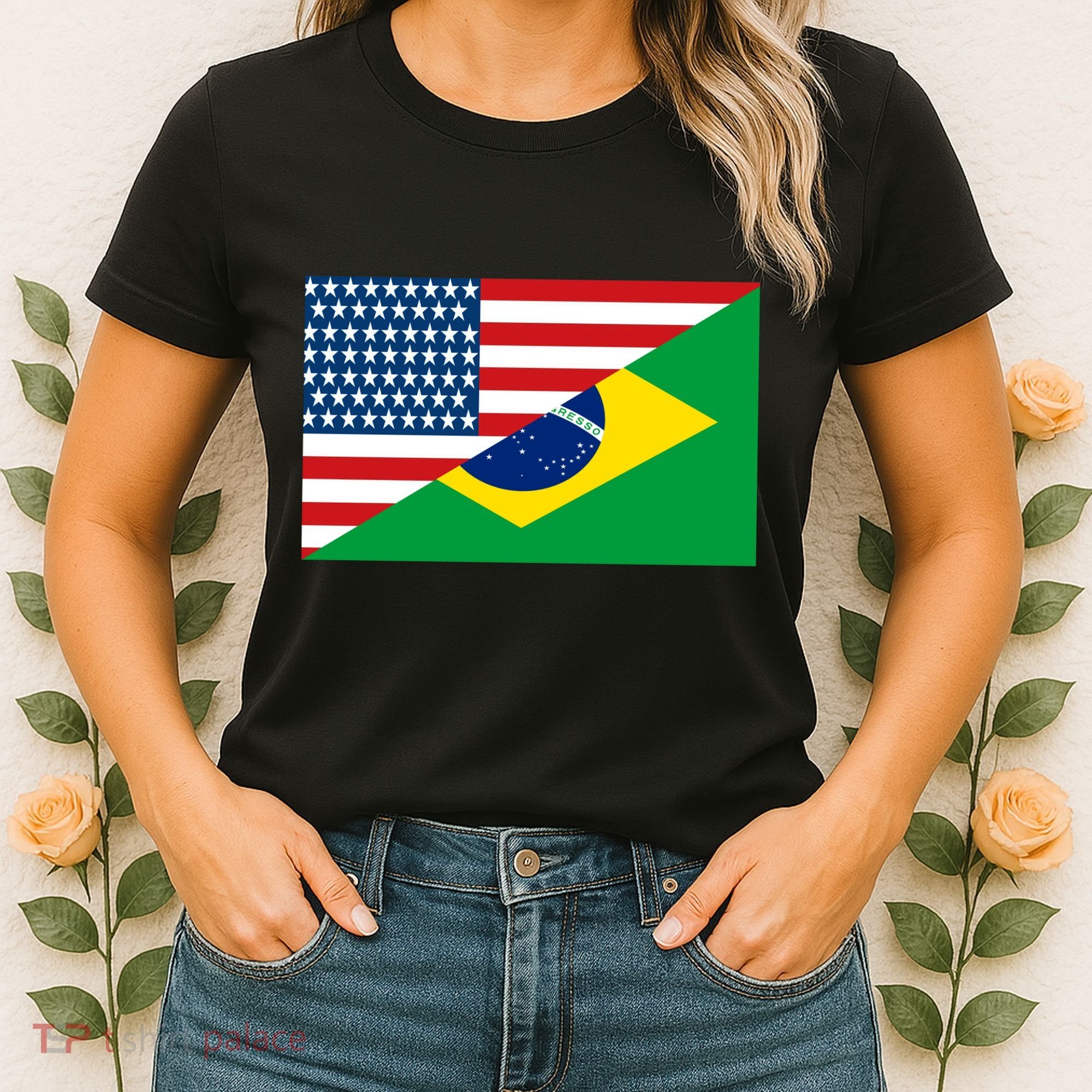 Brazil USA American Flag Women's T-Shirt
