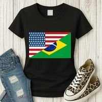 Brazil USA American Flag Women's T-Shirt thumb 3