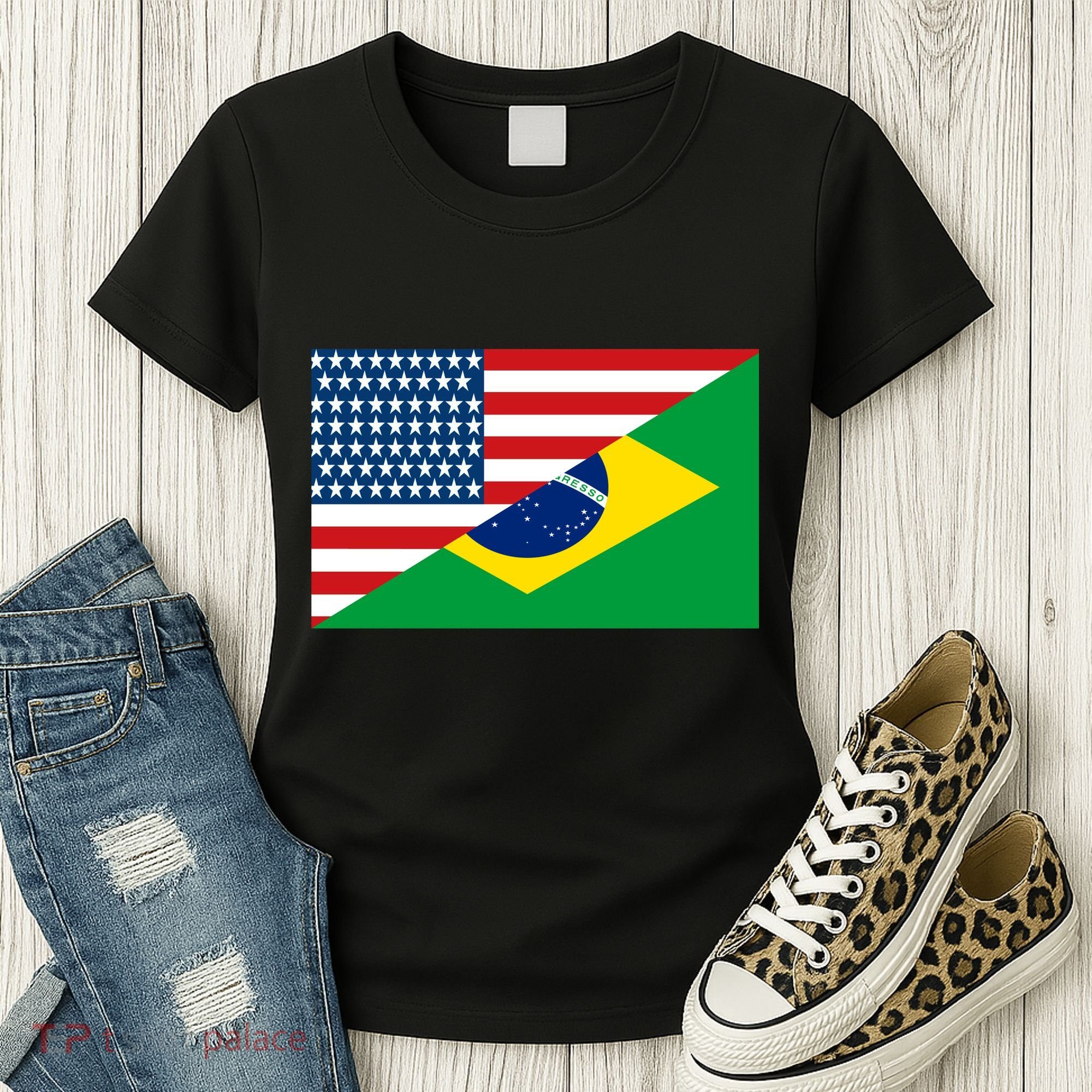 Brazil USA American Flag Women's T-Shirt