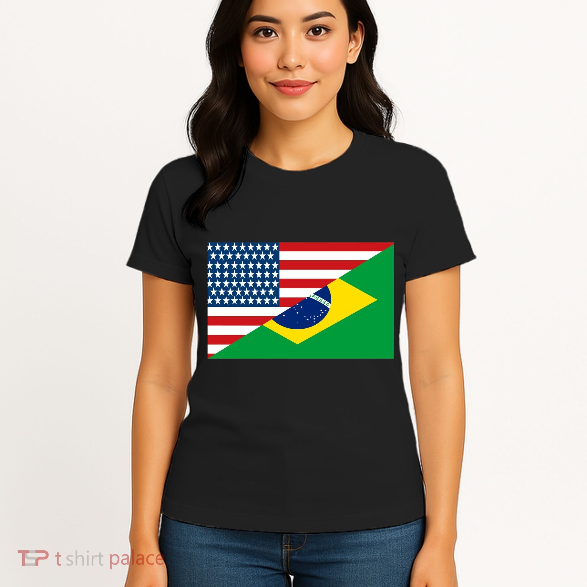 Brazil USA American Flag Women's T-Shirt