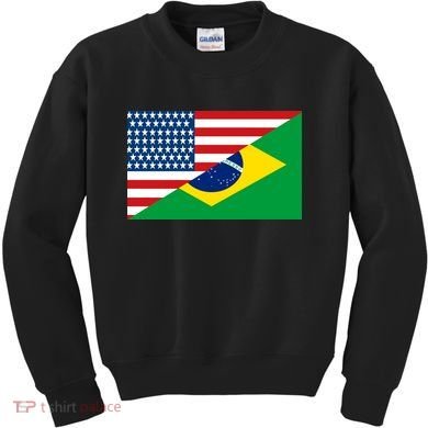 Brazil USA American Flag Kids Sweatshirt