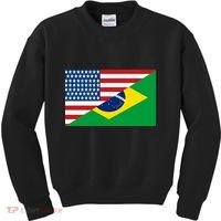 Brazil USA American Flag Kids Sweatshirt thumb 0