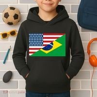 Brazil USA American Flag Kids Hoodie thumb 2