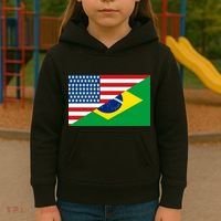 Brazil USA American Flag Kids Hoodie thumb 3