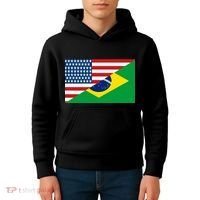 Brazil USA American Flag Kids Hoodie thumb 4