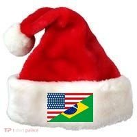 Brazil USA American Flag Santa Hat thumb 0