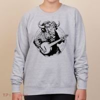 Buffalo Retro Bison Animal Playing Banjo Music Graphic Women's Sweatshirt thumb 0
