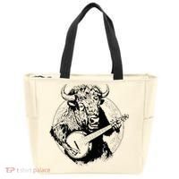Buffalo Retro Bison Animal Playing Banjo Music Graphic Tote Bag thumb 0