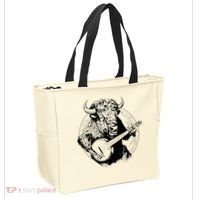 Buffalo Retro Bison Animal Playing Banjo Music Graphic Tote Bag thumb 2