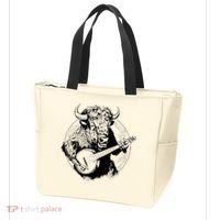 Buffalo Retro Bison Animal Playing Banjo Music Graphic Tote Bag thumb 3