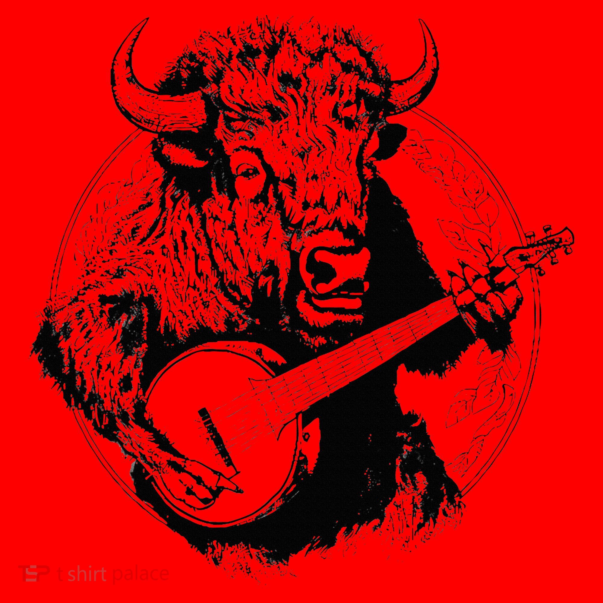 Buffalo Retro Bison Animal Playing Banjo Music Graphic Santa Hat