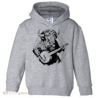 Buffalo Retro Bison Animal Playing Banjo Music Graphic Toddler Hoodie thumb 0