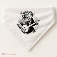Buffalo Retro Bison Animal Playing Banjo Music Graphic USA-Made Doggie Bandana thumb 0