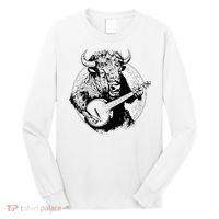 Buffalo Retro Bison Animal Playing Banjo Music Graphic Long Sleeve Shirt thumb 0