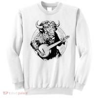 Buffalo Retro Bison Animal Playing Banjo Music Graphic Sweatshirt thumb 0