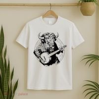 Buffalo Retro Bison Animal Playing Banjo Music Graphic T-Shirt thumb 2