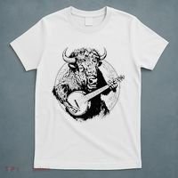 Buffalo Retro Bison Animal Playing Banjo Music Graphic T-Shirt thumb 5