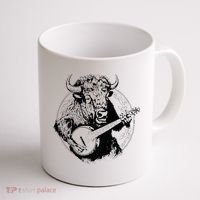 Buffalo Retro Bison Animal Playing Banjo Music Graphic Coffee Mug thumb 1