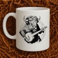 Buffalo Retro Bison Animal Playing Banjo Music Graphic Coffee Mug thumb 2