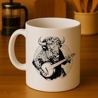 Buffalo Retro Bison Animal Playing Banjo Music Graphic Coffee Mug thumb 4