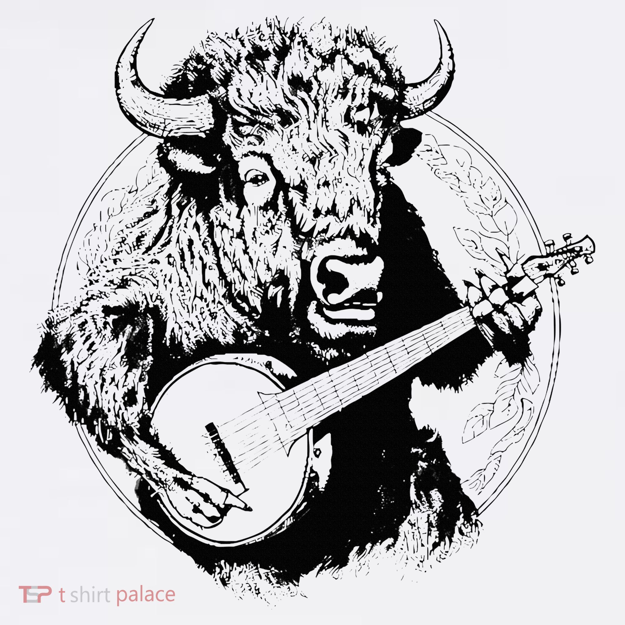 Buffalo Retro Bison Animal Playing Banjo Music Graphic Women's Hoodie