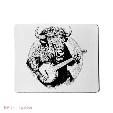 Buffalo Retro Bison Animal Playing Banjo Music Graphic Mousepad