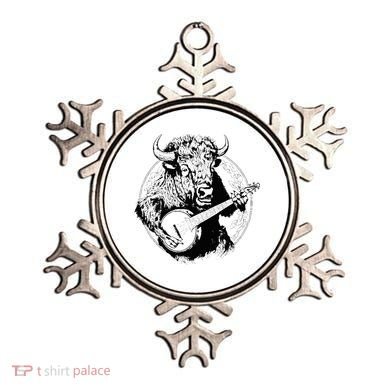Buffalo Retro Bison Animal Playing Banjo Music Graphic Ornament