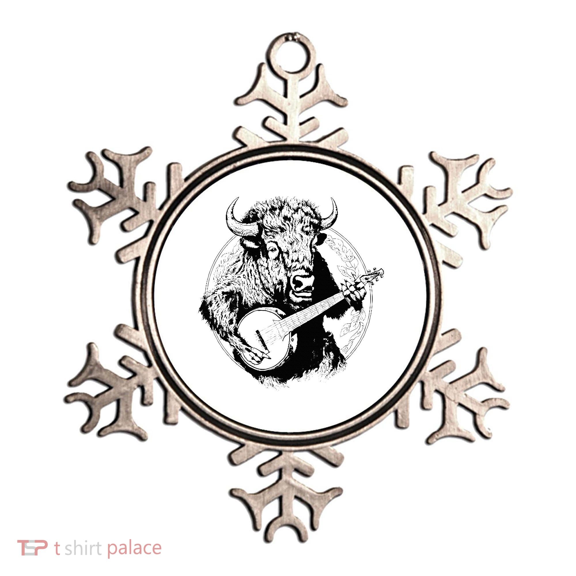 Buffalo Retro Bison Animal Playing Banjo Music Graphic Ornament